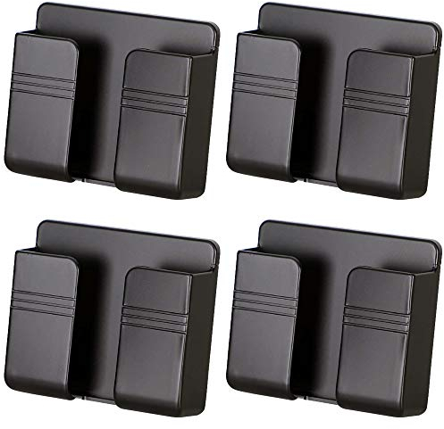 XM-ZHHY 4pcs Wall Mount for Mobile Phone Charger, 3M Adhesive Mount, Holders for Shower Bed Wall (Black)
