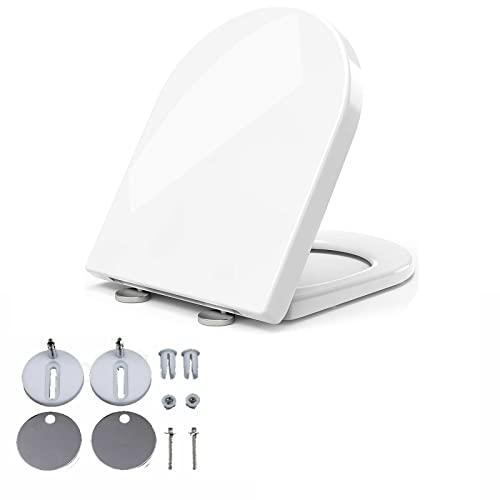 Premium WC Sitz Toilettendeckel - Toilettensitz Mit Softclose Absenkautomatik und Quick-Release Funktion, Abnehmbar, Antibakterielle Klodeckel aus Duroplast, D Form WC Deckel Klobrille Toilet Seat
