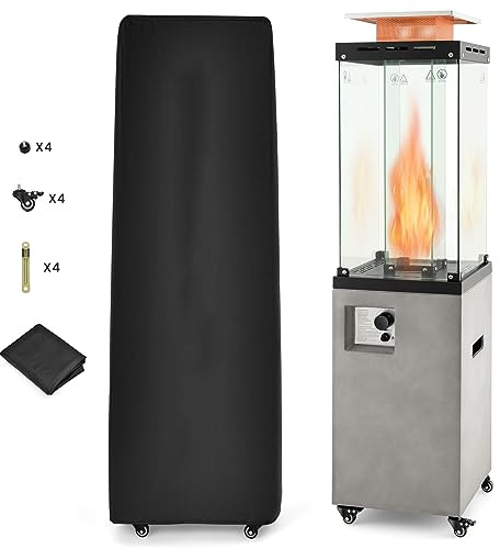 Giantex 41,000 BTU Outdoor Heater, Propane Patio Heater, Outside Space Heater with Protective Cover, Wheels & Adjustable Feet, CSA Certification, Portable Gas Heater for Garden, Yard (Gray)