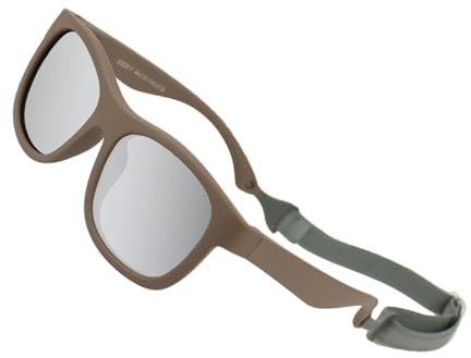 Tizund Flexible Polarized Baby Sonnenbrille mit Riemen einstellbar, klassische ultraleichte polarisierte flexible quadratische Rahmen Sonnenbrille für Jungen Mädchen Wrap Sonnenbrille (Light Curry)