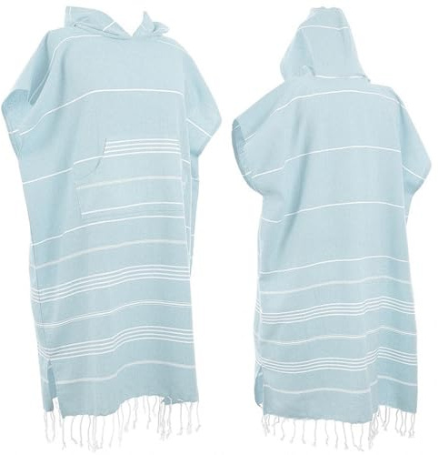 1 pièce Grande serviette poncho en coton turc Poncho de surf Peignoir de change avec capuche et poche avant Serviette absorbante portable Serviette de plage à capuche pour adulte homme femme Surf