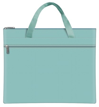 Sacoche Porte Documents A4 Étudiant, Étanche A4 Document Sac Avec Poignée Pochette Document Double Couche Portable Pochette Porte Document pour Bureau Scolaire (Vert)