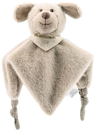 Sterntaler Schmusetuch S HUND Lucky - Baby Kuscheltuch aus weichem Synthetischen Flausch - Baby und Kinder Schnuffeltuch mit Rassel für zu Hause & Unterwegs, Graubeige, 21 cm