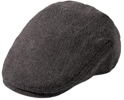 TOP-EX Schiebermütze Wollmischung Flatcap Herren Newsboy Schirmmütze Baskenmütze Vintage Barrett Ivy Gatsby Cap Tweed Beret Peaked Caps für Golf Driver Fischgrät_Grau L