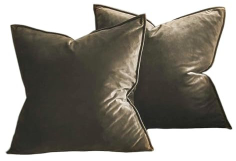 Wambere 2 Stück 45cm x 45cm Samtkissenbezug Kissenhülle Kopfkissenbezug Mit Verstecktem Reißverschluss Dekokissen Sofakissen Couchkissen Zierkissenbezug Wurfkissenbezug Heimdekoration,Dunkelbraun