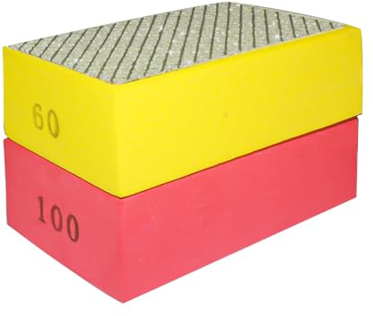 2Pcs Hand Diamond Polishing Pads for Glass,Tile Polishing Pad,Diamond Sanding Blocks 60# 100# Tile, Porcelain Glass Polishing Kit for Wood Tile Glass Stone Ceramic
