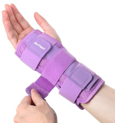 NuVigor Wrist Splints for Carpal Tunnel,Breathable Wrist Brace with Adjustable Straps for Men Women,Left Right Hand Wrist Support for Arthritis,Tendonitis,Pain Relief(Purple,S/M Right Hand)