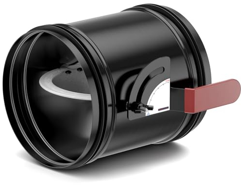 Hon&Guan HVAC Duct Manual Volume Backdraft Damper 6 Inch ，Manual Airflow Control with Silicone Seal Ring Flap for Airflow Ducting Branch Vent Systems -Galvanized Steel,Black