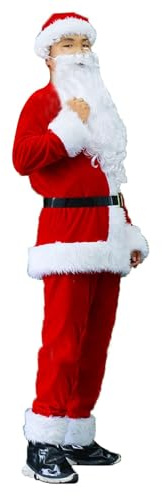 Générique Costume PèRe NoëL Grande Taille, Pcs-Deguisement Pere Noel Adulte Saint Nicolas NoëL Costume De Pere Noel Lumineux Chapeau avec Perruque Barbe Gants Ceinture Pantalon Bottes. | |