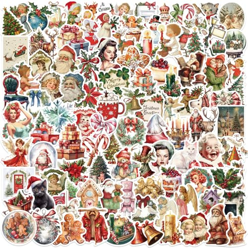 100PCS Christmas Stickers -Waterproof Stickers for Crafts, Cards | Holiday Party Decals for Scrapbook, Xmas Gifts for Kids,Youth (Hot Christmas Stickers)