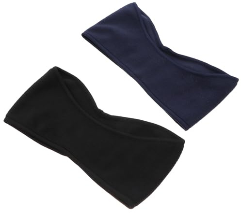 Toyvian Fasce Elastiche Paraorecchie Unisex in Pile Polare Caldo Antivento, Protezione per L’orecchio Sportiva per Ciclismo, Sci e Attività All’aperto, Confezione da 2 Pezzi (nero e Blu