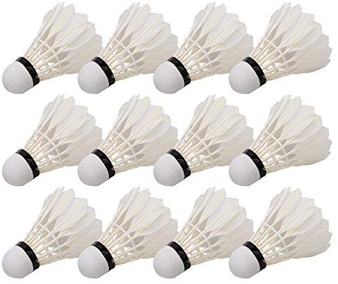 Dilwe Badminton 12 Pezzi Palline da Badminton in Piume D'Anatra Volani per Allenamenti Sportivi Indoor e Outdoor