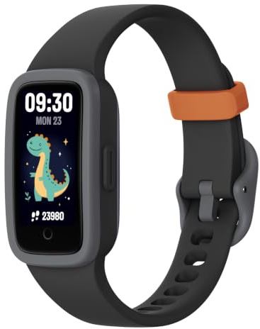 Barnklocka fitness tracker med aktivitetsspårning för pojkar ålder 5-15, svart