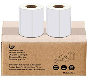 Étiquettes d'expédition（4 x 2 ）10cm x 5cm,thermique étiquettes d'expédition 500 étiquettes/Rolls, pour Zebra imprimantes de bureau (2 Rolls)