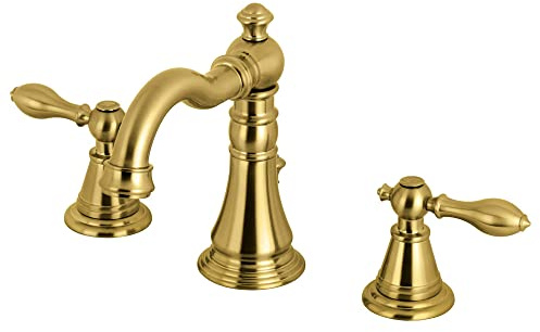 Fauceture FSC1973AL Kingston English Classic Widespread Bathroom Faucet with Retail Pop-Up, Brushed Brass, 5-5/16