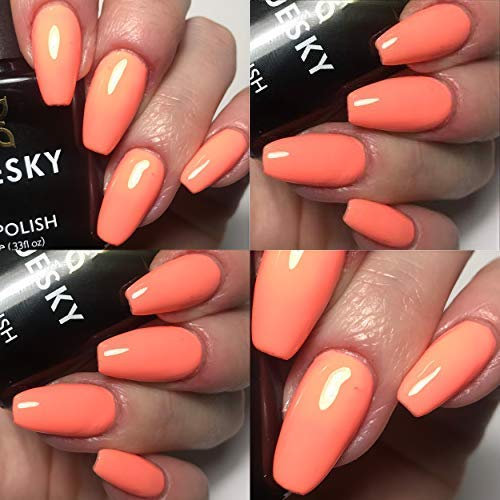 Bluesky California Coral Nail Polish - Bright Summer Holiday Coral UV/LED Soak Off Gel Nail Polish 10ml + 2 Diva World ® Shine Wipes for FREE