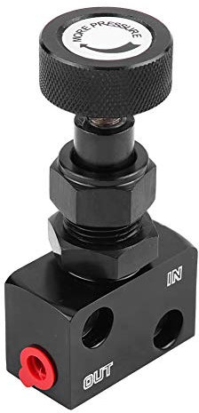 KIMISS Aluminum Brake Dosing Valve Universal Pressure Regulator for Motorsport Brake Shut Off Valves (Black)
