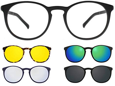 Ultem THEMA U-220 Colore M02 NERO OPACO - Fronte Ø 50 mm. Montatura per occhiali da vista e sole + 4 CLIP-ON Original “99 John St NYC” UNISEX