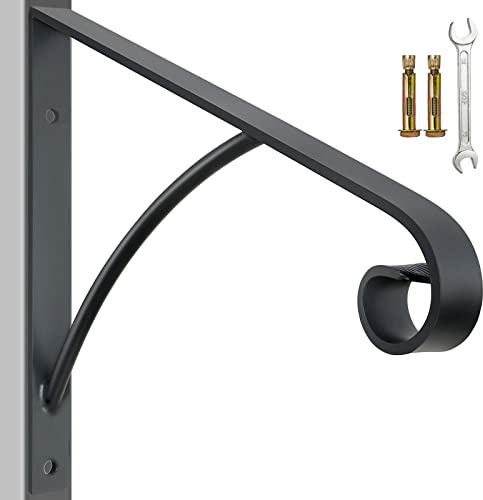 Handrail Railings,Wall Mounted Handrails Wrought Iron Railing Fits 1 or 2 Stairs Rail for Steps Porch,Gray