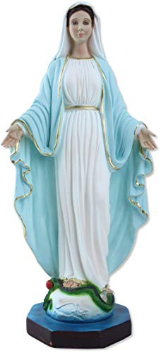 Proposte Religiose Statua della Madonna Immacolata o Miracolosa in Resina. Altezza cm 40. Dipinta a Mano.