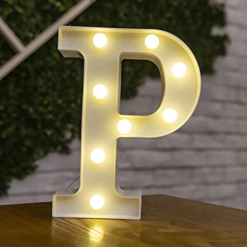 Tiardey Lettere Luminose a Forma di Simbolo a LED, lampade da Tavolo con tendone in plastica con Alfabeto,Festa di Compleanno per Matrimoni Tutti i Giorni Decorazioni da Appendere a Parete a casa-P