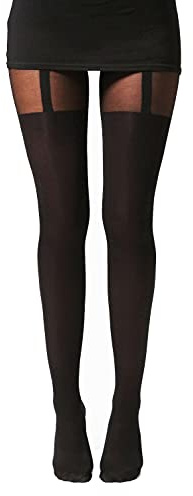 Aurellie Women's Patterned Sheer Tights Collection Dots Stars Mock Overknees (UK sizes 6-14)