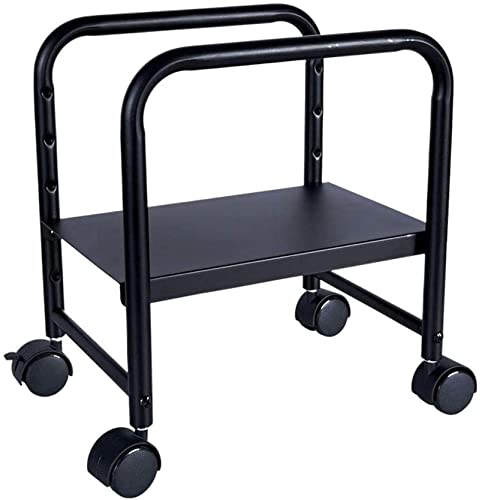 CPU-stativ CPU Stål Rullbart stativ Justerbart skrivbordsgolv Huvudram Chassifästevagn PC Mobile Tower Case Stativvagn med låsande hjul PC Tower Holdervagn (Färg: Svart) (svart)