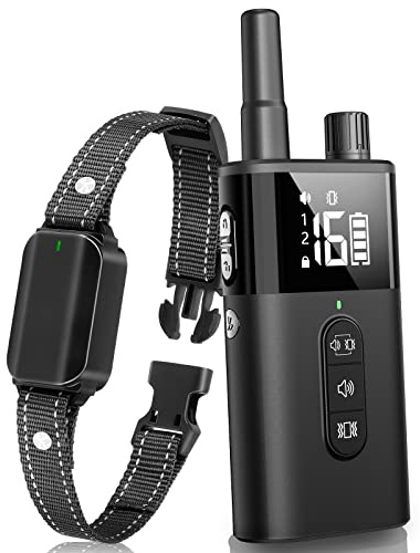 Collare anti-abbaio con telecomando, 400 m, collare per addestramento cani di taglia piccola, media e grande (4,5-54,4 kg) con vibrazione e suono e blocco di sicurezza, smette di abbaiare del cane