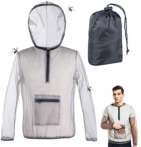 NIDONE Moskito -Anzüge für Erwachsene, Moskitojacke Mesh Midge Jacke mit Kapuzengröße XL atmungsaktives Netz Midge -Netzkleidung für Männer und Frauen Angeln, Wandern, Camping im Freien vor Fliegen