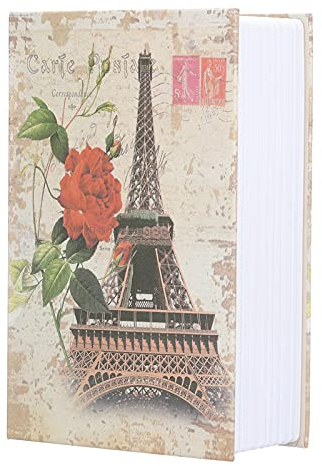 Libro Cassaforte con Combinazione, 18 x 12 x 5,5 cm Torre di Parigi Libri Cassetta Segreto armadietto di Sicurezza Scrigno Portavalori per Money Gioielli in Contanti