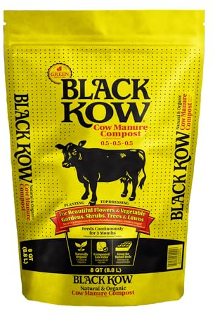 Black Kow Fertilizante de estiércol de vaca compostado con fosfato de nitrógeno para tierra, flores, plantas en maceta, camas elevadas y té de compost, (8 cuartos de galón)