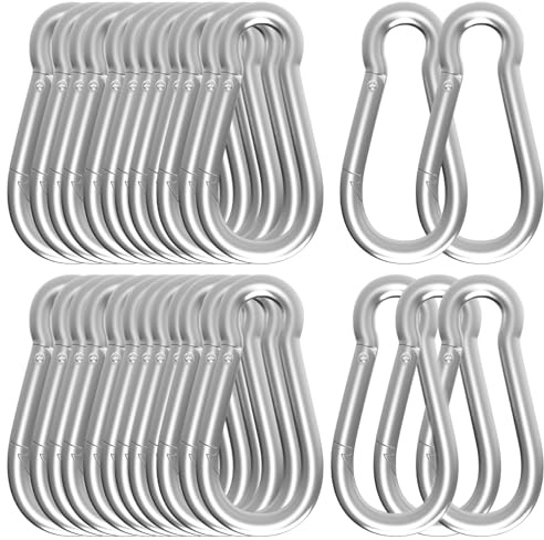 30-Pack M10 Carabiners Clip Heavy Duty Spring Snap Hook, 4Inch Galvanized Steel Carabiner, Safety Quick Links Snap Hooks, Spring Clips for Swing Hammock Camping Keychain Outdoor