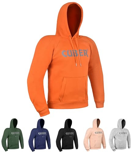 CUBER Sudadera con capucha de motocicleta con armadura para hombres y mujeres, chaqueta protectora para motociclista Powersports, Naranja, XX-Large