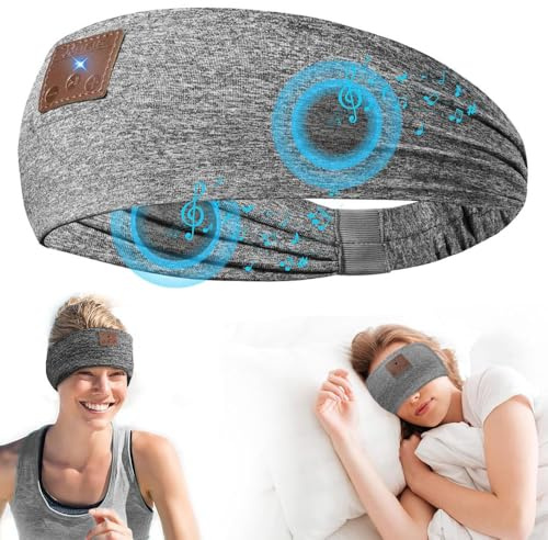 YiYunTE Auriculares para Dormir, Mujer Hombre Antifaz para Dormir con Cancelación Ruido, Cascos Diadema Bluetooth Banda con Estéreo Altavoces, Sleep Headphones Regalos para Deportes Viajar