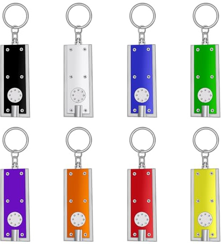 Daemson Mini LED Keychain Flashlight, Tiny Ultra Bright White Light Pocket Key Ring LED Flashlights for Camping, Hiking, Emergency - Batteries Included (8PCS-Multicolor)