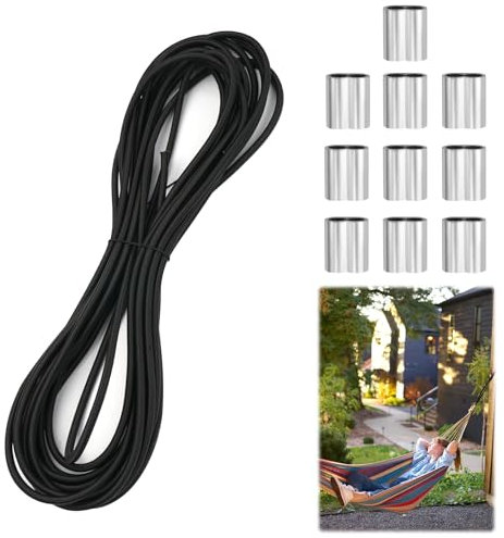 6 mm x 10 m Tendeur Elastique Noir Cordon Corde Elastique pour Bache Sangle Résistant Sandow pour Bache Piscine, Bâche de Remorque Auvent Cordon Elastique Rond Extensible en Caoutchouc Latex
