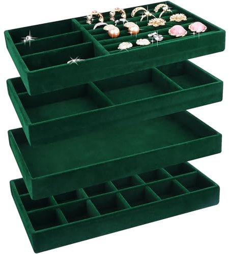 LWAIX Cajón de almacenamiento de joyas, organizadores de joyas, organizadores de joyas, cajones para joyas, espacio para cajones, sistema de organización, pendientes, pulsera, anillos, 4 unidades