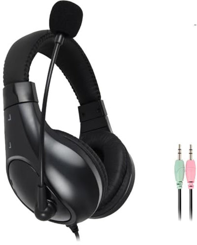 Hkfgdjdl Casque audio réglable avec microphone antibruit 3,5 mm pour jeux et bureau, son clair