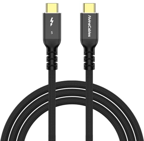 Alvin's Cables Cable Thunderbolt 5, 2.01 m USB-C a USB-C 120 Gbps de ancho de banda, 240 W de carga rápida PD, 16 K de visualización, compatible con Thunderbolt 4/3, USB4, para MacBook, Egpu, Dock