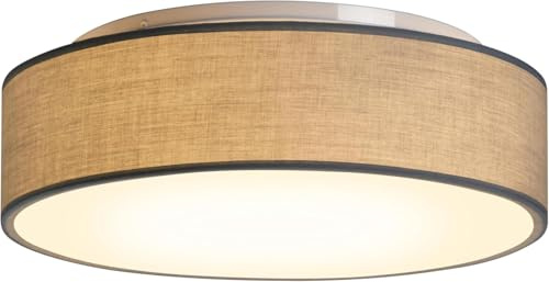 Madera Nieve Plafón de Techo Redondo de Tela Ø30 cm, Pantalla Textil con 1 Casquillo E27 (40W máx.), Lámpara de Techo para Salón, Dormitorio, Pasillo o Habitación Infantil, Sin bombilla (Taupe, 30)