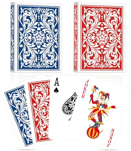Aomaic Playing Cards 2 Decks of Playing Cards Poker Size Standard Index Playing Card Bulk for Adult Senior Poker Cards Set for Card Game Blackjack Euchre Family Game Night Casino Play Supplies