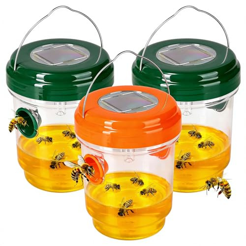 3 Pack Outdoor Hanging Wasp Catcher Reusable Insect Catching Container for Garden Yard Deck