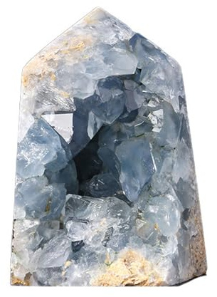 HGETJOHXEM Celestite Geode Tower Blue Crystal Cluster Kyanite Ore Ornaments Crystal Cave Desktop Ornaments for, Divination, Balance, Yoga, FengShui Decoration
