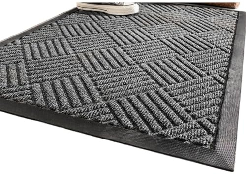 MAQDDO Nötningsbeständig skoskrapa i gummi för entrémattan för inomhus- och utomhusbruk, lätt att rengöra golvmattor mattor för entré (svart) 60 x 90 cm)