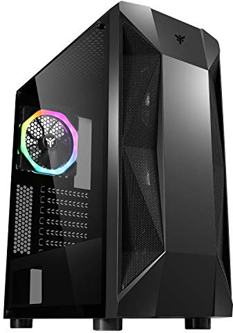 Itek THE ROCK EVO - Case PC Gaming Middle Tower ATX, 1 Ventole da 12 cm ARGB in dotazione, 2xUSB3.2 - frontale ABS e mesh, pannello laterale in vetro temperato, nero