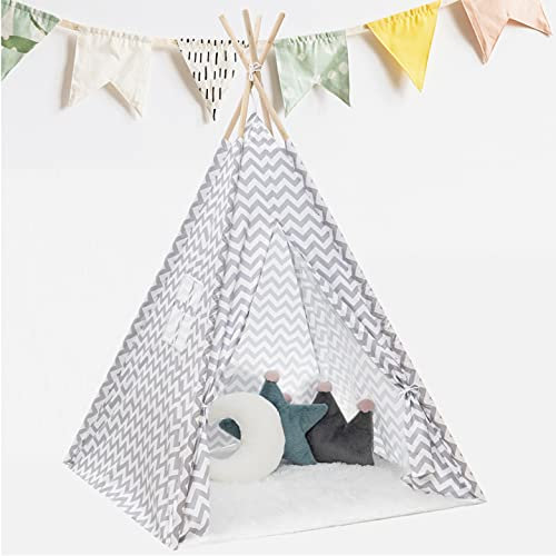 KNECKES Premium Tipi Zelt für Kinder (110 x 110 x 170cm / für 1-3 Kinder), deutsche Aufbauanleitung, inkl. Aufbewahrungstasche für innen und außen