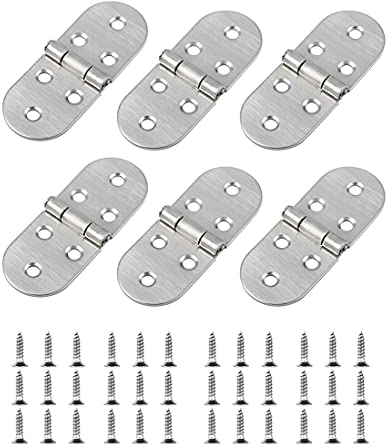 Zimjoy 6 Stück Edelstahl Scharniere Halbkreisförmiges Scharnier 270 Grad Folding Flip Top Scharnier für Klapptisch Schränke Türscharnier mit Schrauben, Silber