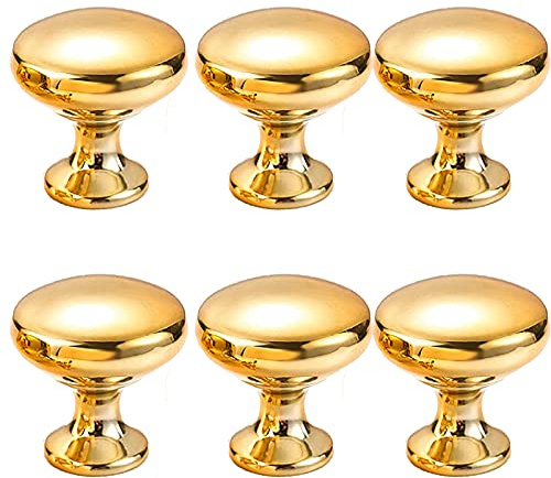 Fayemint 6 stycken skåpknappar, möbelknappar, runt guld möbelhandtag, för skåpdörrar, lådor, garderob, skåpets ytterdekoration