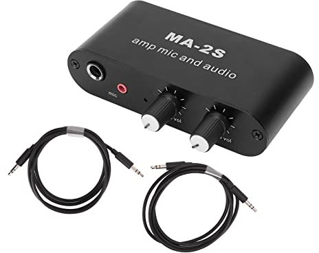Piccolo Preamplificatore Audio Stereo 3 Porte di Uscita Amplificatore per Cuffie in Alluminio ABS per Altoparlante Microfono Dinamico da 6,5 ​​mm Interfaccia a Condensatore da 3,5 Mm