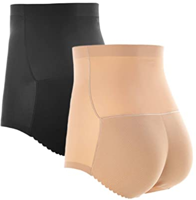 SUIUOI 2 STÜCKE Bauchkontrolle Shapewear Body Shaper, hohe Taille, Formende Schlüpfer Butt Lifter Boyshorts Panty, Bauchkontrolle, gepolstertes Höschen, Body Shaper, gepolsterter Hüftverstärker